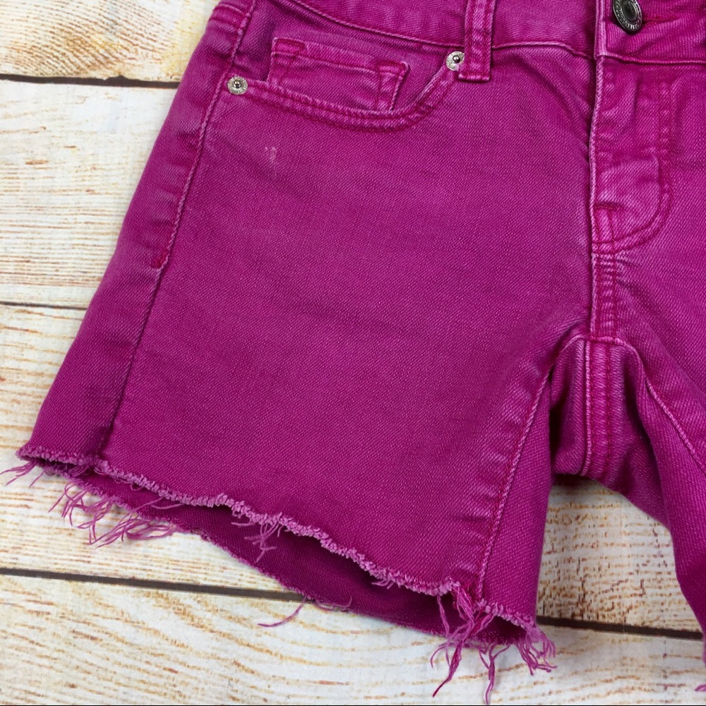 American Eagle fuchsia cutoff denim shorts sz 0 - Picture 2 of 6